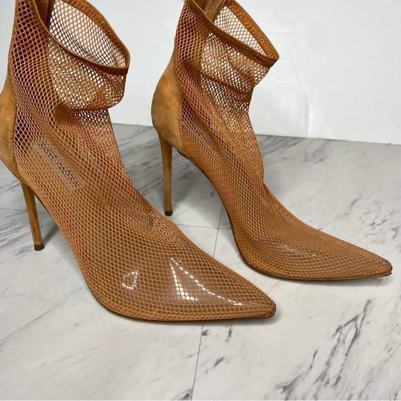 Steve Madden Vielo Orange Fish Net Pointy Toe Heeled Bootie 8 1/2 M - Picture 11 of 16